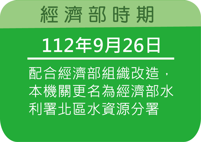 民國112年9月26日配合經濟部組織改造，本機關更名為經濟部水利署北區水資源分署
